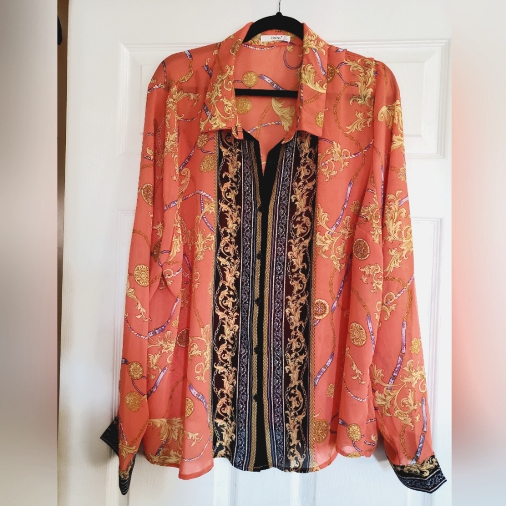 Timing Coral Button Blouse Size 3X